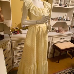 Vintage buttercup eyelet maxi dress.